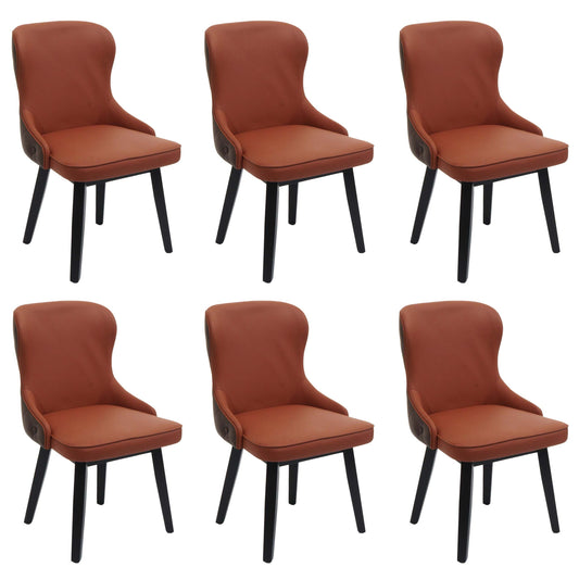 Cosmo Casa - Set van 6 Eetkamerstoelen - Gestoffeerde Stoelen - Keukenstoelen - Fauteuilstoelen - Stoftextiel - Massief Hout - Terracotta Bruin