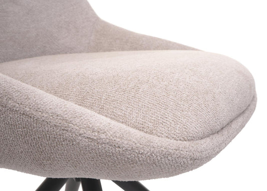 Cosmo Casa - Set van 6 Eetkamerstoelen - Draaibare Keukenfauteuils - Automatische Positionering - Metaal & Stoftextiel - Crème-Beige