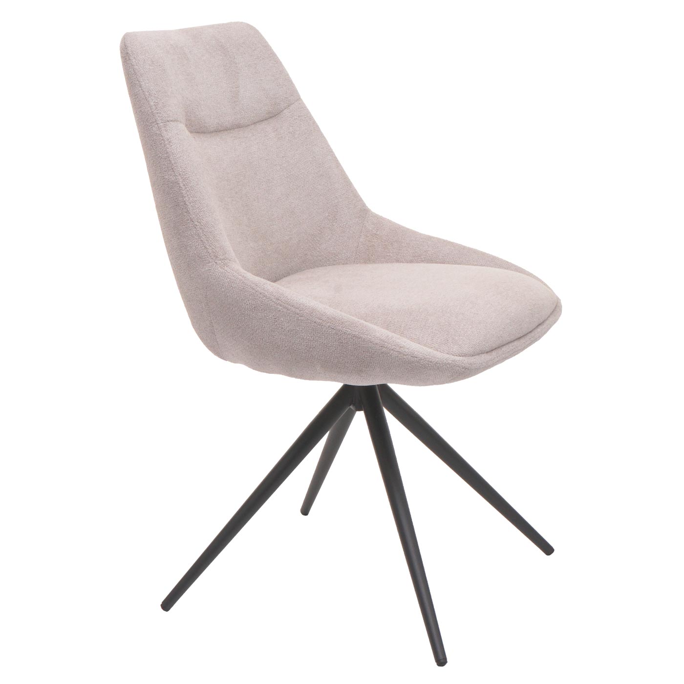 Cosmo Casa - Set van 6 Eetkamerstoelen - Draaibare Keukenfauteuils - Automatische Positionering - Metaal & Stoftextiel - Crème-Beige