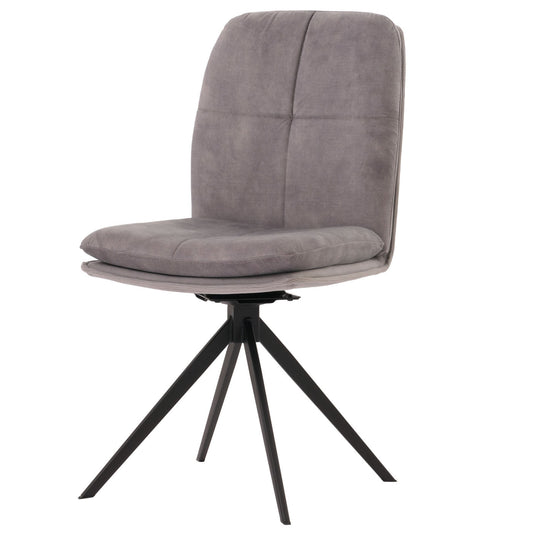 Cosmo Casa - Set van 6 Eetkamerstoelen - Keukenstoel - Fauteuil - Draaibaar Automatische Positie - Metaal - Stof - Grijs