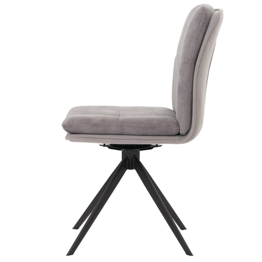 Cosmo Casa - Set van 6 Eetkamerstoelen - Keukenstoel - Fauteuil - Draaibaar Automatische Positie - Metaal - Stof - Grijs