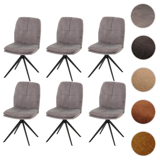 Cosmo Casa - Set van 6 Eetkamerstoelen - Keukenstoel - Fauteuil - Draaibaar Automatische Positie - Metaal - Stof - Grijs