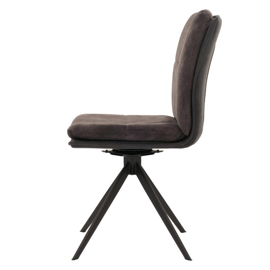 Cosmo Casa - Set van 6 Eetkamerstoelen - Keukenstoel - Fauteuil - Draaibaar Automatische Positie - Metaal - Stof - Donkergrijs