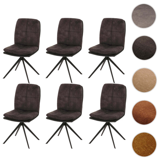 Cosmo Casa - Set van 6 Eetkamerstoelen - Keukenstoel - Fauteuil - Draaibaar Automatische Positie - Metaal - Stof - Donkergrijs