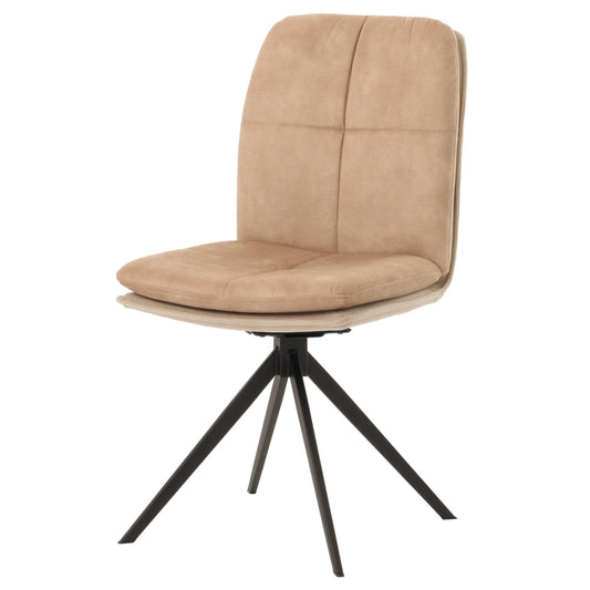 Cosmo Casa - Set van 6 Eetkamerstoelen - Keukenstoel - Fauteuil - Draaibaar Automatische Positie - Metaal - Stof - Beige