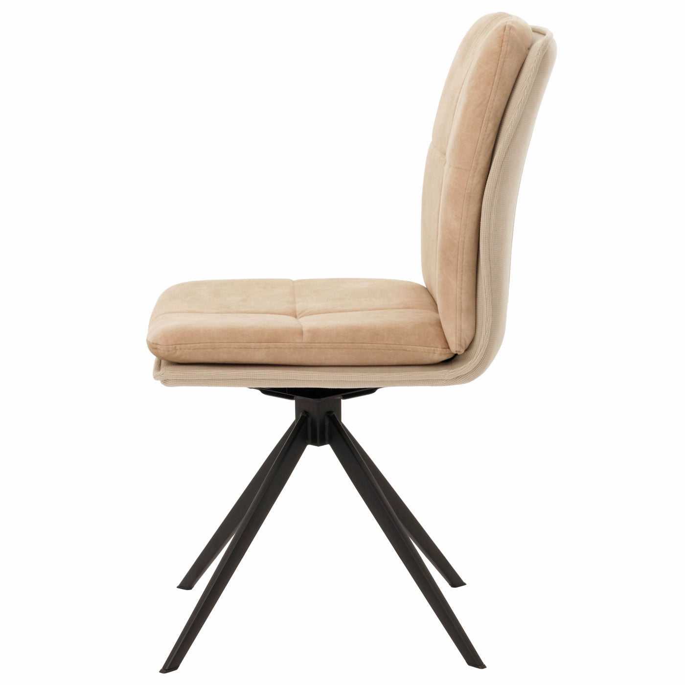 Cosmo Casa - Set van 6 Eetkamerstoelen - Keukenstoel - Fauteuil - Draaibaar Automatische Positie - Metaal - Stof - Beige