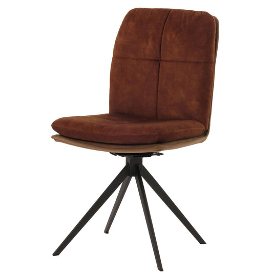 Cosmo Casa - Set van 6 Eetkamerstoelen - Keukenstoel - Fauteuil - Draaibaar Automatische Positie - Metaal - Stof - Bruin