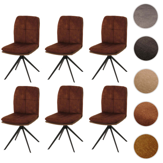Cosmo Casa - Set van 6 Eetkamerstoelen - Keukenstoel - Fauteuil - Draaibaar Automatische Positie - Metaal - Stof - Bruin