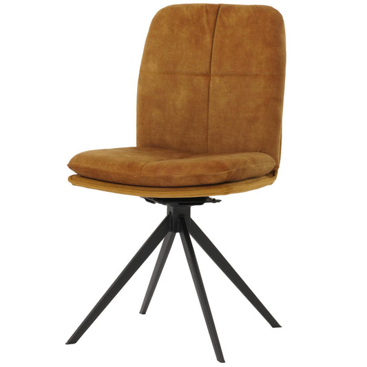 Cosmo Casa - Set van 6 Eetkamerstoelen - Keukenstoel - Fauteuil - Draaibaar Automatische Positie - Metaal - Stof - Geel