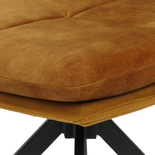 Cosmo Casa - Set van 6 Eetkamerstoelen - Keukenstoel - Fauteuil - Draaibaar Automatische Positie - Metaal - Stof - Geel