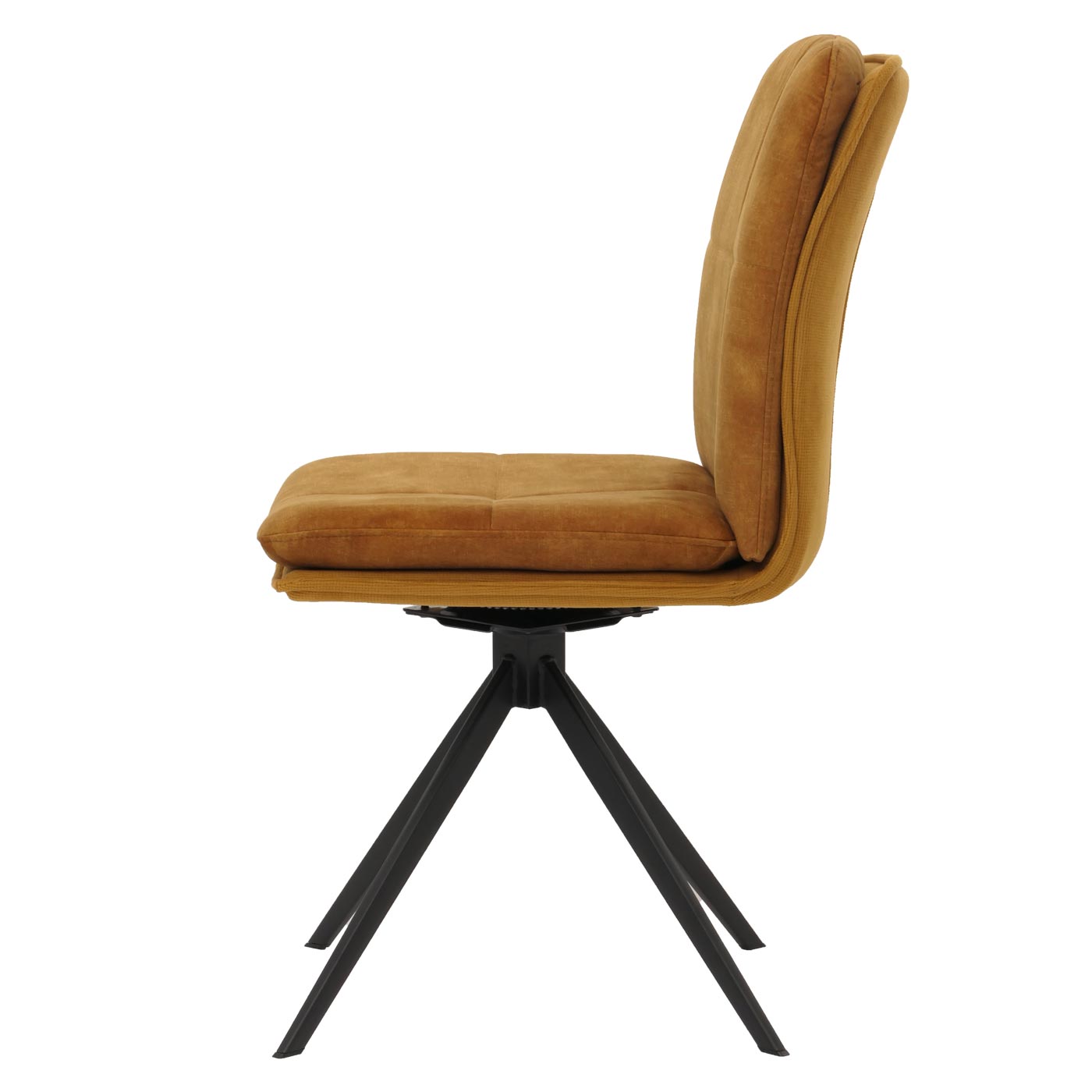 Cosmo Casa - Set van 6 Eetkamerstoelen - Keukenstoel - Fauteuil - Draaibaar Automatische Positie - Metaal - Stof - Geel