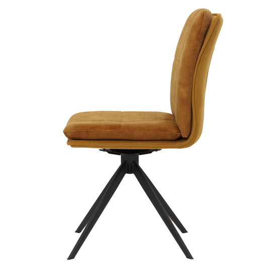 Cosmo Casa - Set van 6 Eetkamerstoelen - Keukenstoel - Fauteuil - Draaibaar Automatische Positie - Metaal - Stof - Geel