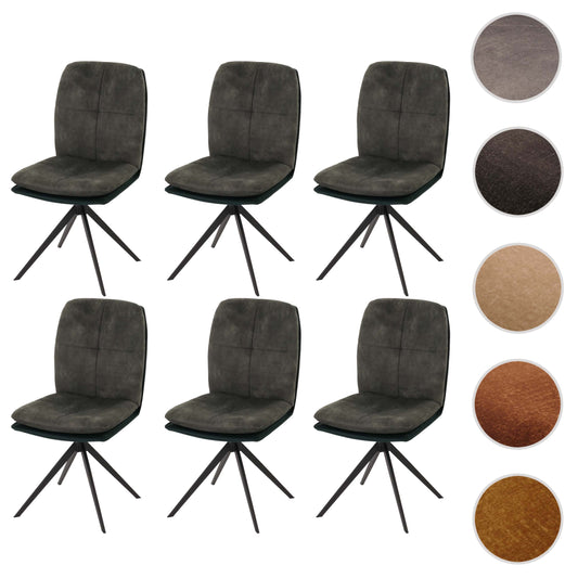 Cosmo Casa - Set van 6 Eetkamerstoelen - Keukenstoelen - Fauteuil - Draaibaar - Automatische Positie - Metaal Textiel - Groen