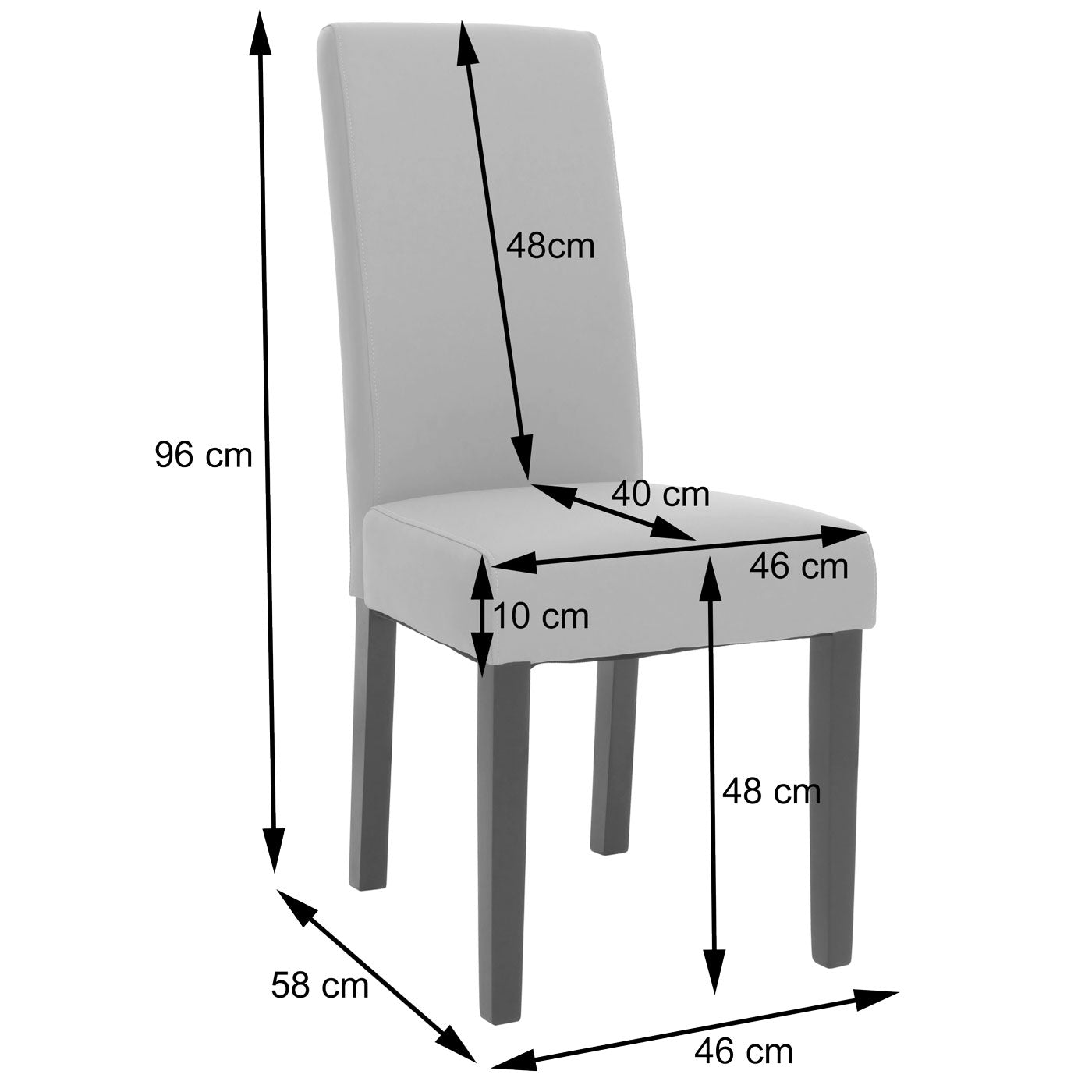 Cosmo Casa - Set van 6 Eetkamerstoelen - Massief Hout - Kunstleer - Crème - Zwarte Poten