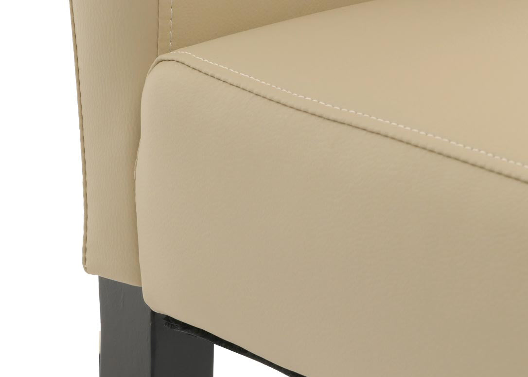 Cosmo Casa - Set van 6 Eetkamerstoelen - Massief Hout - Kunstleer - Crème - Zwarte Poten