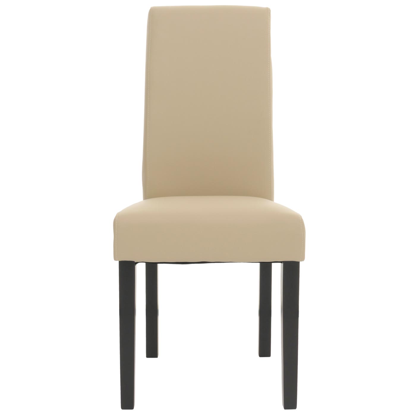 Cosmo Casa - Set van 6 Eetkamerstoelen - Massief Hout - Kunstleer - Crème - Zwarte Poten