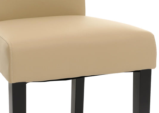 Cosmo Casa - Set van 6 Eetkamerstoelen - Massief Hout - Kunstleer - Crème - Zwarte Poten