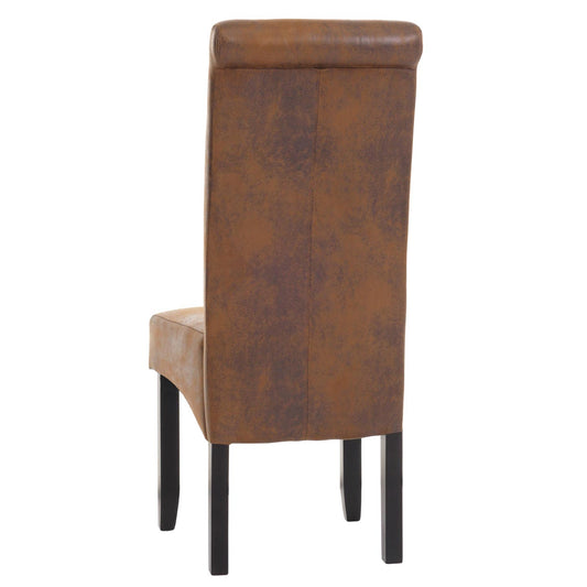 Cosmo Casa - Set van 6 Eetkamerstoelen - Keukenstoel - Fauteuil - Massief Hout - Stoftextiel Suède Look - Zwarte Poten