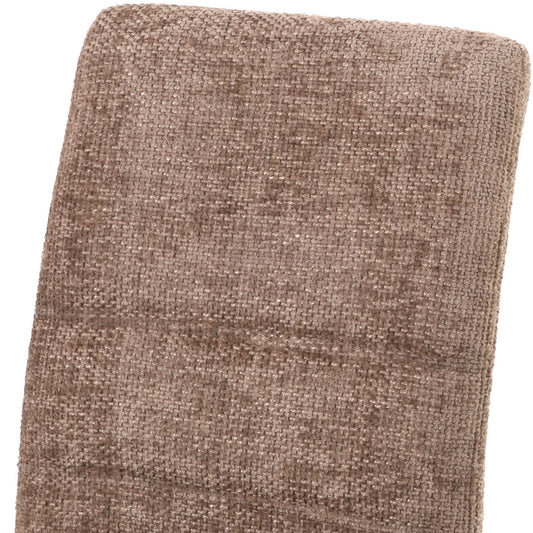 Cosmo Casa - Set van 6 Eetkamerstoelen - Geborsteld Roestvrij Staal - Textiel Chenille - Bruin