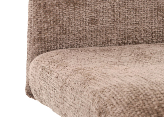 Cosmo Casa - Set van 6 Eetkamerstoelen - Geborsteld Roestvrij Staal - Textiel Chenille - Bruin