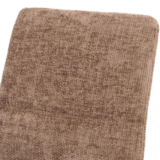 Cosmo Casa - Set van 6 Eetkamerstoelen met Armleuningen - Geborsteld Roestvrij Staal - Textiel Chenille - Bruin