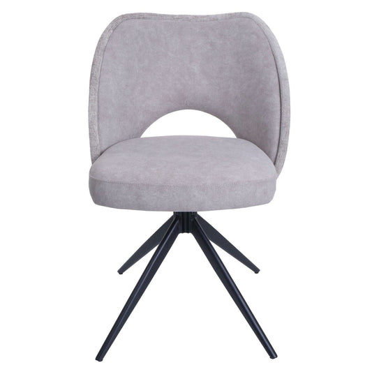 Cosmo Casa - Set van 6 Eetkamerstoelen - Gestoffeerde Keukenstoelen - Draaibaar met Auto-Return - Textiel - Lichtgrijs