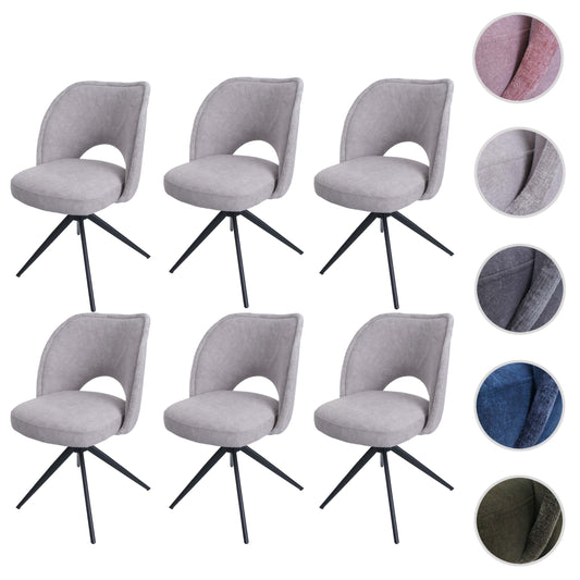 Cosmo Casa - Set van 6 Eetkamerstoelen - Gestoffeerde Keukenstoelen - Draaibaar met Auto-Return - Textiel - Lichtgrijs