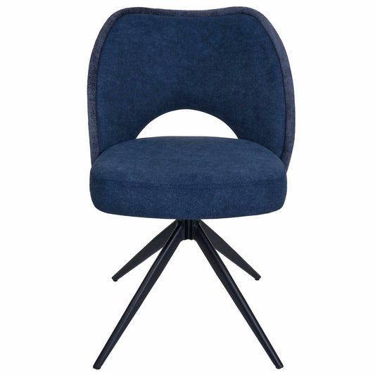 Cosmo Casa - Set van 6 Eetkamerstoelen - Gestoffeerde Draaibare Keukenstoelen - Textiel - Blauw
