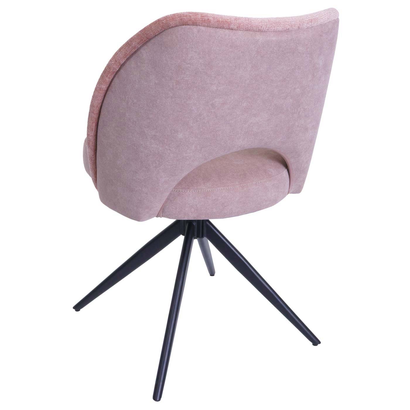 Cosmo Casa - Set van 6 Eetkamerstoelen - Gestoffeerde Draaibare Keukenstoelen - Textiel - Roze