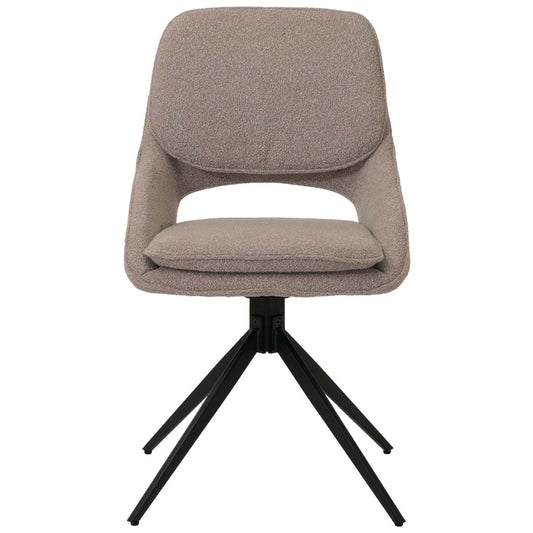 Cosmo Casa - Set van 6 Eetkamerstoelen - Keukenstoel - Draaibaar Auto-Return - Boucle Stof - Beige