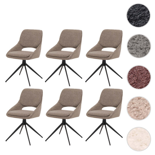 Cosmo Casa - Set van 6 Eetkamerstoelen - Keukenstoel - Draaibaar Auto-Return - Boucle Stof - Beige