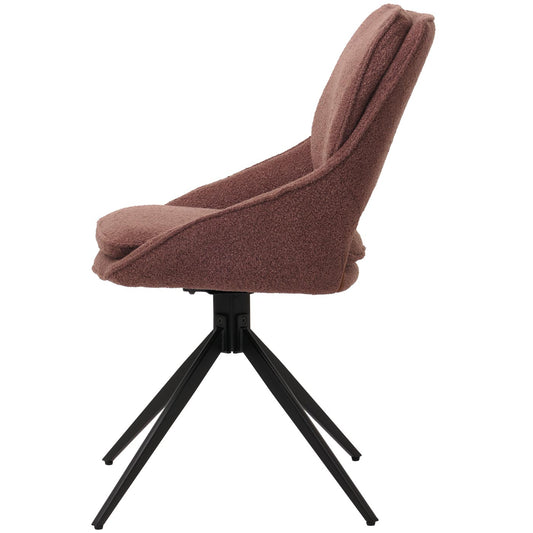 Cosmo Casa - Set van 6 Eetkamerstoelen - Keukenstoel - Draaibaar Auto-Return - Boucle Stof - Bruin