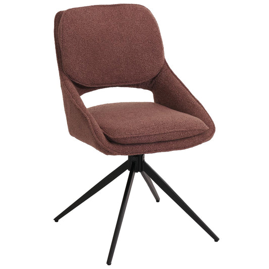 Cosmo Casa - Set van 6 Eetkamerstoelen - Keukenstoel - Draaibaar Auto-Return - Boucle Stof - Bruin