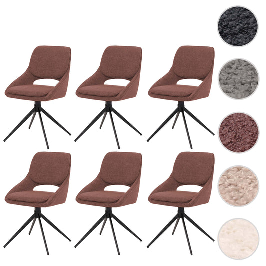 Cosmo Casa - Set van 6 Eetkamerstoelen - Keukenstoel - Draaibaar Auto-Return - Boucle Stof - Bruin