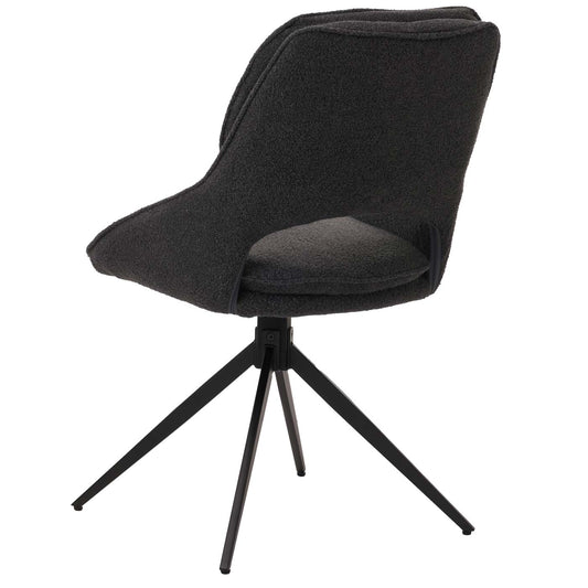 Cosmo Casa - Set van 6 Eetkamerstoelen - Keukenstoel - Draaibaar Auto-Return - Boucle Stof - Donkergrijs
