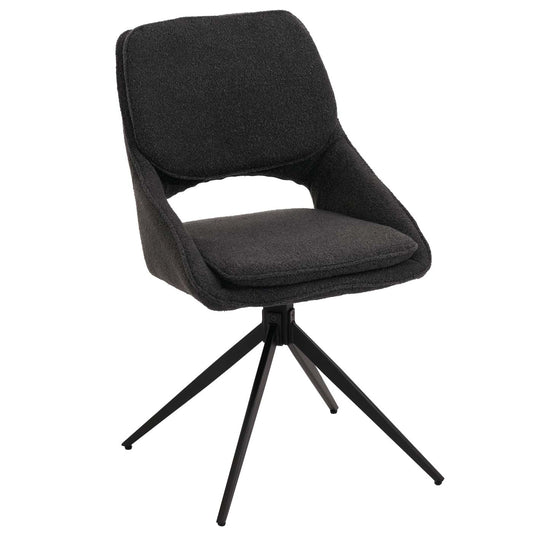 Cosmo Casa - Set van 6 Eetkamerstoelen - Keukenstoel - Draaibaar Auto-Return - Boucle Stof - Donkergrijs