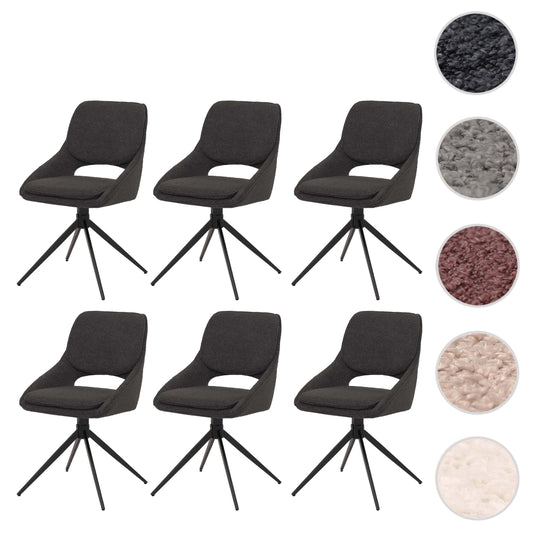 Cosmo Casa - Set van 6 Eetkamerstoelen - Keukenstoel - Draaibaar Auto-Return - Boucle Stof - Donkergrijs