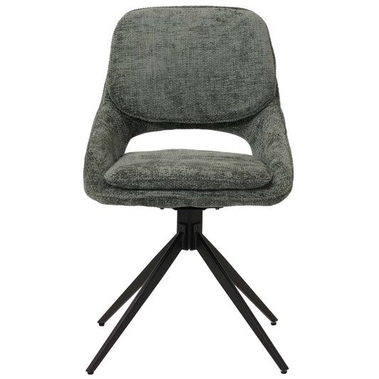 Cosmo Casa - Set van 6 Eetkamerstoelen - Keukenstoel - Draaibaar Auto-Return - Chenille Stof - Groen