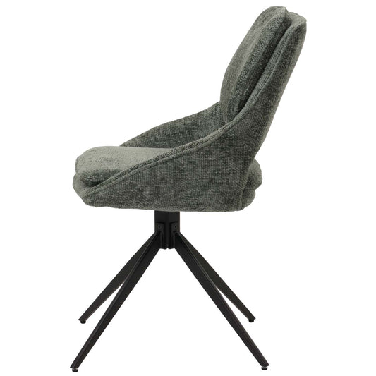 Cosmo Casa - Set van 6 Eetkamerstoelen - Keukenstoel - Draaibaar Auto-Return - Chenille Stof - Groen