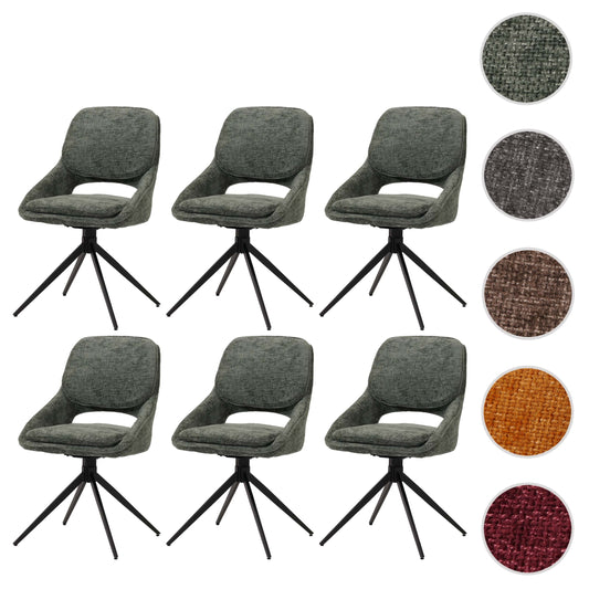 Cosmo Casa - Set van 6 Eetkamerstoelen - Keukenstoel - Draaibaar Auto-Return - Chenille Stof - Groen