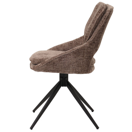 Cosmo Casa - Set van 6 Eetkamerstoelen - Keukenstoel - Draaibaar Auto-Return - Chenille Stof - Bruin
