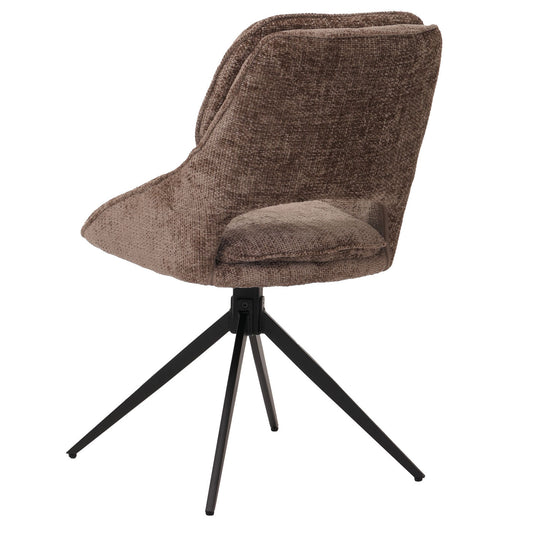 Cosmo Casa - Set van 6 Eetkamerstoelen - Keukenstoel - Draaibaar Auto-Return - Chenille Stof - Bruin