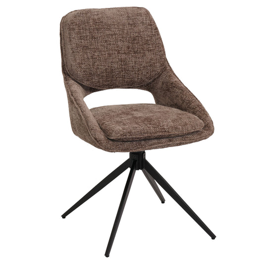 Cosmo Casa - Set van 6 Eetkamerstoelen - Keukenstoel - Draaibaar Auto-Return - Chenille Stof - Bruin