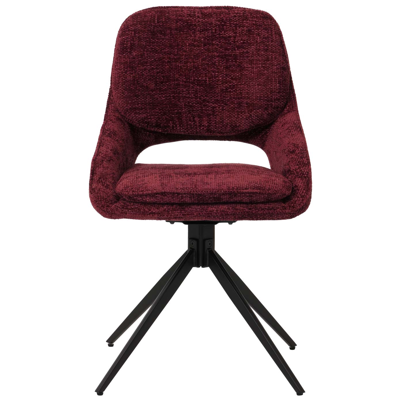 Cosmo Casa - Set van 6 Eetkamerstoelen - Keukenstoel - Draaibaar Auto-Return - Chenille Stof - Bordeaux