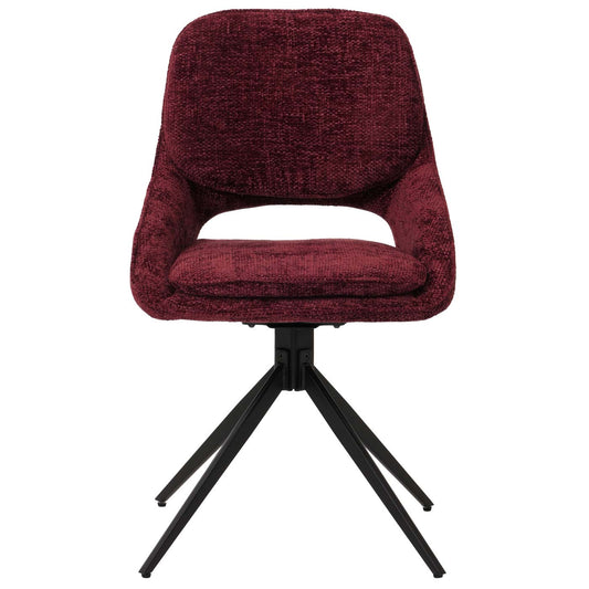 Cosmo Casa - Set van 6 Eetkamerstoelen - Keukenstoel - Draaibaar Auto-Return - Chenille Stof - Bordeaux