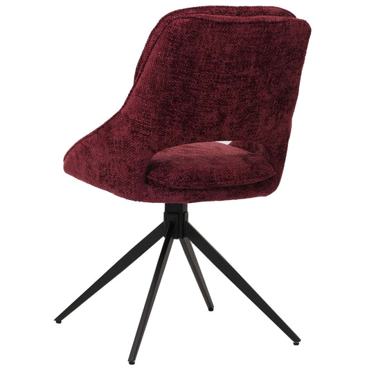 Cosmo Casa - Set van 6 Eetkamerstoelen - Keukenstoel - Draaibaar Auto-Return - Chenille Stof - Bordeaux