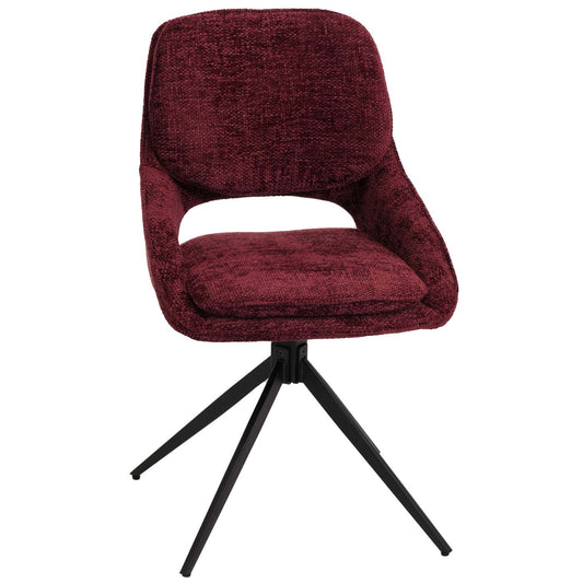 Cosmo Casa - Set van 6 Eetkamerstoelen - Keukenstoel - Draaibaar Auto-Return - Chenille Stof - Bordeaux