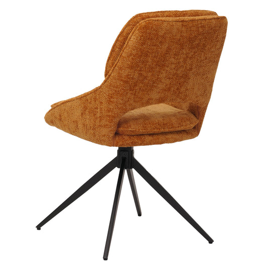 Cosmo Casa - Set van 6 Eetkamerstoelen - Keukenstoel - Draaibaar Auto-Return - Chenille Stof - Okergeel