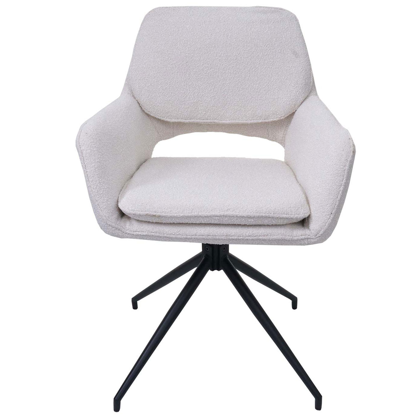 Cosmo Casa - Set van 6 Eetkamerstoelen - Keukenstoel - Draaibaar met Auto-Return - Boucle Stof - Crème