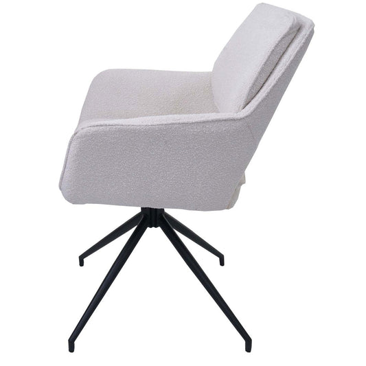 Cosmo Casa - Set van 6 Eetkamerstoelen - Keukenstoel - Draaibaar met Auto-Return - Boucle Stof - Crème